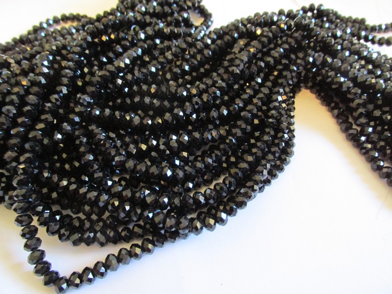 (image for) Black crystal faceted rondelle beads #TU1381